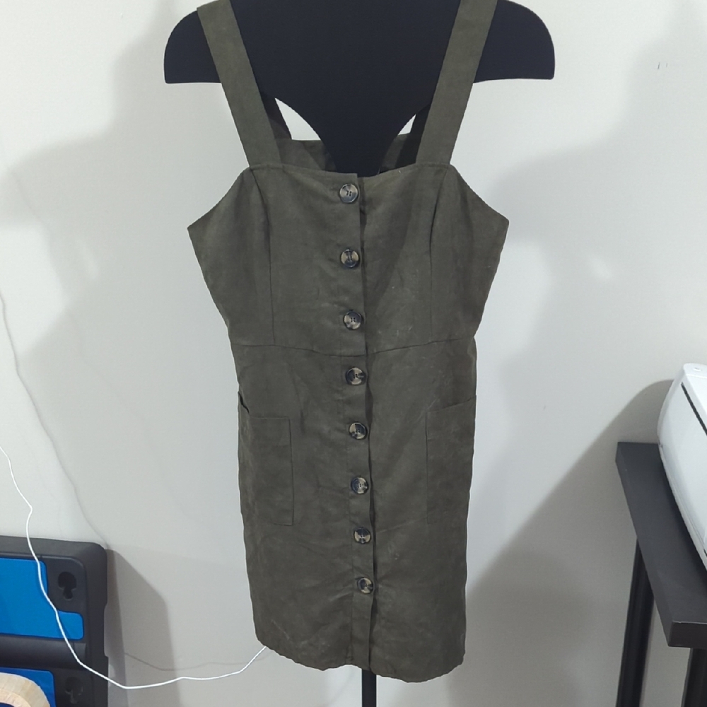 Primark Green Sheath Mini Dress Square Neck Sleeveless